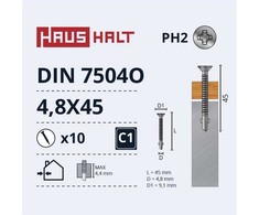 Savisriegiai Haushalt, DIN 7504O, 4,8 x 45 mm, 10 vnt.