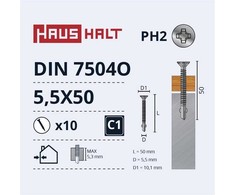 Savisriegiai Haushalt, DIN 7504O, 5,5 x 50 mm, 10 vnt.