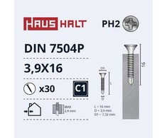 Savisriegiai Haushalt, DIN 7504P, 3,9 x 16 mm, 30 vnt.