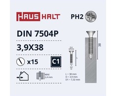 Savisriegiai Haushalt, DIN 7504P, 3,9 x 38 mm, 15 vnt.