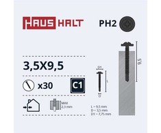 Savisriegiai Haushalt, DIN 7981C, 3,5 x 9,5 mm, 30 vnt.