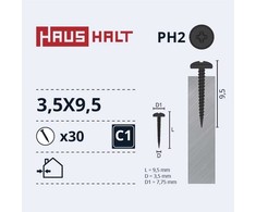 Savisriegiai Haushalt, DIN 7981C, 3.5 x 9,5 mm, 30 vnt.