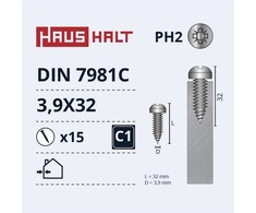 Savisriegiai Haushalt, DIN 7981C, 3.9 x 32 mm, 15 vnt.