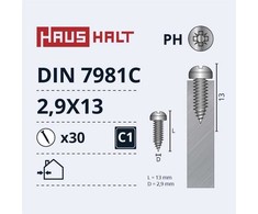 Savisriegiai Haushalt, DIN7981C, 2.9 x 13 mm, 30 vnt.
