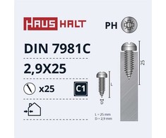 Savisriegiai Haushalt, DIN7981C, 2.9 x 25 mm, 25 vnt.