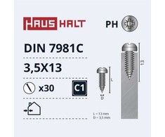 Savisriegiai Haushalt, DIN7981C, 3.5 x 13 mm, 30 vnt.