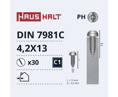 Savisriegiai Haushalt, DIN7981C, 4,2 x 13 mm, 30 vnt.