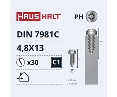 Savisriegiai Haushalt, DIN7981C, 4,8 x 13 mm, 30 vnt.