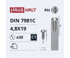 Savisriegiai Haushalt, DIN7981C, 4,8 x 19 mm, 30 vnt.