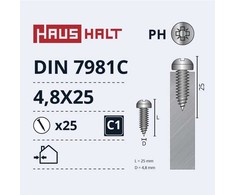 Savisriegiai Haushalt, DIN7981C, 4,8 x 25 mm, 25 vnt.