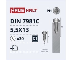 Savisriegiai Haushalt, DIN7981C, 5,5 x 13 mm, 30 vnt.