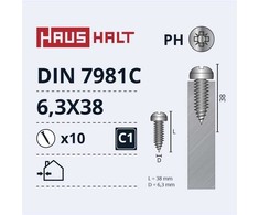 Savisriegiai Haushalt, DIN7981C, 6.3 x 38 mm, 10 vnt.