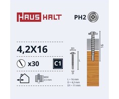 Savisriegiai Haushalt, MET/MED, DIN 14566,4,2x16mm,30vnt.