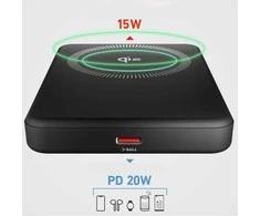 SBS Mag Power Qi2 5000 mAh išorinė baterija, suderinama su MagSafe - Juodas