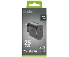 SBS TETR1CPD25 25W USB-C laidinis įkroviklis su Power Delivery – juodos spalvos