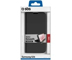 SBS Wallet Smooth dėklas skirtas Samsung Galaxy S26 with Flip – juodos spalvos