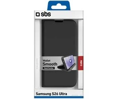 SBS Wallet Smooth dėklas skirtas Samsung Galaxy S26 Ultra with Flip Cover – juodos spalvos
