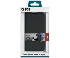 SBS Wallet Smooth dėklas skirtas Xiaomi Redmi Note 15 Pro+ with Flip – juodos spalvos