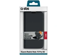 SBS Wallet Smooth dėklas skirtas Xiaomi Redmi Note 15 Pro with Flip – juodos spalvos