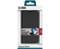 SBS Wallet Smooth dėklas skirtas Xiaomi 15 Pro with Flip – juodos spalvos