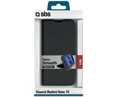 SBS Wallet Smooth dėklas skirtas Xiaomi Redmi Note 15 with Flip – juodos spalvos