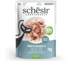 Agras Pet Foods Kačių Maistas - SCHESIR Tunas su Hake želė drėgnas maistas 70g