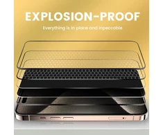 Apsauginis stiklas Mobile Origin Privacy Screen Guard iPhone 15 Pro su lengvai užsegamu aplikatoriumi, 2 vnt. pakuotėje