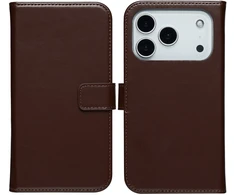 Selencia natūralios odos atverčiamas dėklas, skirtas iPhone 17 Pro Max – rudas