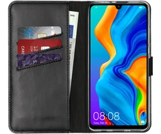 Selencia natūralios odos atverčiamas dėklas, skirtas Huawei P30 Lite – juodas