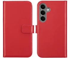 Selencia natūralios odos atverčiamas dėklas, skirtas Samsung Galaxy S25 – raudonas