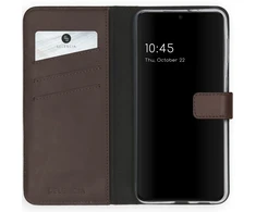Selencia natūralios odos atverčiamas dėklas, skirtas Samsung Galaxy S21 – rudas