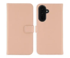 Selencia natūralios odos atverčiamas dėklas, skirtas Samsung Galaxy A37 (5G) – šviesiai rožinis