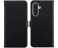 Selencia natūralios odos atverčiamas dėklas, skirtas Samsung Galaxy A18 (4G) / A17 (4G/5G) – Juodas