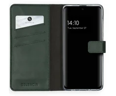 Selencia natūralios odos atverčiamas dėklas, skirtas Samsung Galaxy A51 – žalias