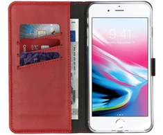 Selencia natūralios odos atverčiamas dėklas, skirtas iPhone 8 Plus / 7 Plus – Raudonas