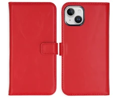 Selencia natūralios odos atverčiamas dėklas, skirtas iPhone 15 – Raudonas