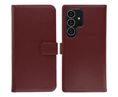 Selencia natūralios odos atverčiamas dėklas, skirtas Samsung Galaxy S25 Ultra – Bordo