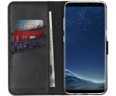 Selencia natūralios odos atverčiamas dėklas, skirtas Samsung Galaxy S8 – juodas