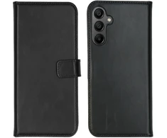 Selencia natūralios odos atverčiamas dėklas, skirtas Samsung Galaxy A15 (5G/4G) – juodas