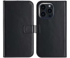 Selencia natūralios odos atverčiamas dėklas, skirtas iPhone 16 Pro – juodas