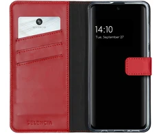 Selencia natūralios odos atverčiamas dėklas, skirtas Samsung Galaxy A51 – raudonas