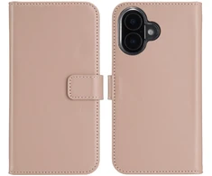Selencia natūralios odos atverčiamas dėklas, skirtas iPhone 16 Plus – Dusty Rožinė