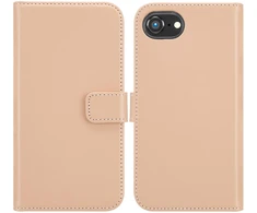 Selencia natūralios odos atverčiamas dėklas, skirtas iPhone 17e / 16e – Dusty Rožinė
