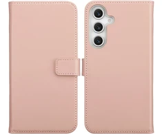 Selencia natūralios odos atverčiamas dėklas, skirtas Samsung Galaxy S25 FE – Dusty Rožinė