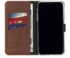 Selencia natūralios odos atverčiamas dėklas, skirtas iPhone Xr – tamsiai rudas