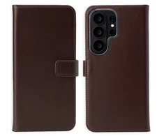 Selencia natūralios odos atverčiamas dėklas, skirtas Samsung Galaxy S26 Ultra – rudas