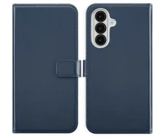 Selencia natūralios odos atverčiamas dėklas, skirtas Samsung Galaxy A36 / A56 – mėlynas