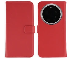 Selencia natūralios odos atverčiamas dėklas, skirtas Xiaomi 17 Ultra – Raudonas