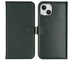 Selencia natūralios odos atverčiamas dėklas, skirtas iPhone 15 – žalias