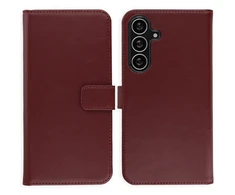 Selencia natūralios odos atverčiamas dėklas, skirtas Samsung Galaxy S25 FE – Bordo